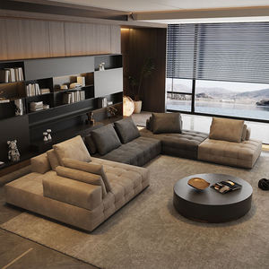 Sofá Seccional de Cuero Genuino Italiano Tactile de Alibaba Online Furniture, Patas de Acero Inoxidable para Espacios Interiores Contemporáneos - Product Image 2