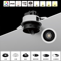 Modern 9W COB LED Downlight Diecasting aluminium anti-silau 55mm potongan langit-langit Spotlight arah tetap untuk rumah atau kantor