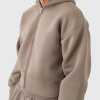 Ensemble de survêtement 2 pièces pour homme : sweat à capuche court zippé en tricot scuba 500 GSM et pantalon large – Style streetwear, logo personnalisé