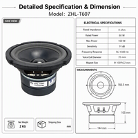 8 Ohm 80W RMS Hochleistungs-Mittelbass-Metall-Lautsprechertreiber 56Hz-1300Hz Frequenzgang 3-Zoll-Schwingspule Pro-Audio-System