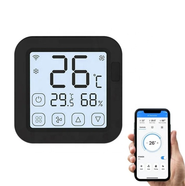CHNLAN TUYA App and LCD Screen Touch Controlled Smart AC Controller WiFi IR Thermostat with Temperature Humidity Monitor