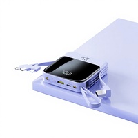 Mini Powerbank PD20W Charge rapide Ultra fin et léger Chargeur de batterie portable avec câble intégré Affichage LED et support