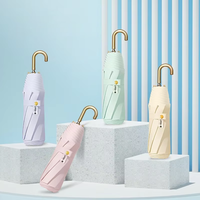 Parapluie pliant classique pour femme YU XIN, pour usage publicitaire et voyage, avec petite poignée dorée, 8 baleines, revêtement coloré, commande manuelle, pliable en trois sections