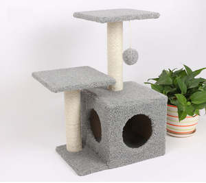 Petit arbre à grimper double en flanelle pour chats Jouet durable en forme de nid pour chats <span class=keywords><strong>Maison</strong></span> pour chats EUR - Product Image 5