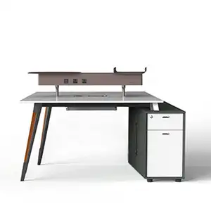 Wooden high-end modern design furniture office staff table office workstation for 2 people