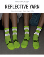 Chaussettes réfléchissantes personnalisées avec logo, multicolores, respirantes, pour le cyclisme, la course à pied, la sécurité nocturne, pour jeunes, hommes et femmes