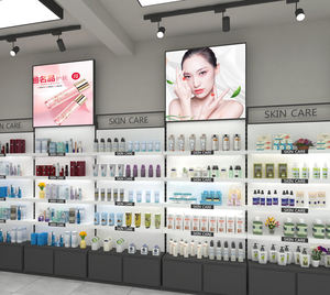 Estante de exhibición de cosméticos personalizado de una sola parada, estante de maquillaje con luz LED para tienda - Product Image 1