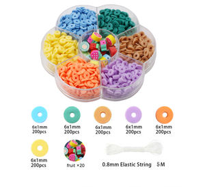 6 couleurs 1200 pièces <span class=keywords><strong>Heishi</strong></span> ABS perle disque plat <span class=keywords><strong>perles</strong></span> Kit fruits polymère argile <span class=keywords><strong>perles</strong></span> pour bracelet à bricoler soi-même fabrication de bijoux - Product Image 4