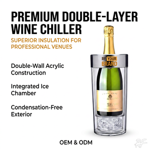 Seau à glace de luxe à double paroi en acrylique pour vin et <span class=keywords><strong>champagne</strong></span> avec finition métallique pour les fêtes et les bars, service OEM ODM - Product Image 1