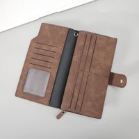 Baellerry Dompet ritsleting kulit Fashion pria merek mewah dengan tali pegangan warna campuran desain panjang cetak layar
