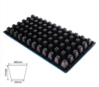 Kit de démarrage de semis avec 72 cellules, matériau PE, forme rectangulaire, dôme d'humidification, trous de drainage, noir