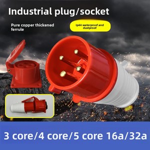 Conector Industrial de Aviación, <span class=keywords><strong>Enchufe</strong></span> de 220V, Conector Trifásico de 380V, Acoplador Macho y <span class=keywords><strong>Hembra</strong></span> de 4 Núcleos y 5 Orificios, 32A, Impermeable - Product Image 3