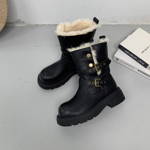 Bottines Martin pour femmes en cuir véritable et épaissies avec du coton pour la chaleur hivernale, bottines rétro courtes, bottines de travail décontractées - Product Image 4