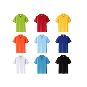 Hoge Kwaliteit 85% Polyester Turn-Down Kraag Oem Logo Custom Solid Vlakte Mannen Vrouwen Unisex Korte Mouw Polo shirt