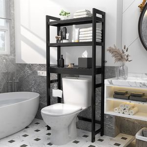 Support de toilette en <span class=keywords><strong>bambou</strong></span> à 3 niveaux Support de rangement pour salle de bain en <span class=keywords><strong>bois</strong></span> Porte-serviettes pour salle de bain Meubles de maison modernes Meubles de salle de bain - Product Image 5