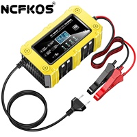 NCFKOS Chargeur de batterie intelligent pour voiture et moto BC-1206 Chargeur de batterie 12V Chargeur de batterie au plomb 6A Prise automatique UE Entrée AC