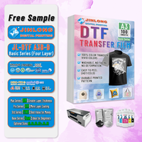 Jinlong Vente en gros A3 100 Feuilles Double Face Quatre Couches Série de base DTF Film Papier de transfert de chaleur Film PET
