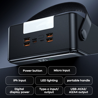 Banque d'alimentation REMAX pour l'extérieur, capacité massive de 100 000 mAh, charge rapide 27 W + 22,5 W, sortie pour 5 appareils, banque d'alimentation avec lumière LED intégrée