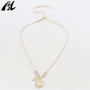 Collana leggera di lusso 14K placcato in oro vergine maria Saint <span class=keywords><strong>Judas</strong></span> e rosario a tre colori ciondolo di pura moda con zircone pietra principale - Product Image 2