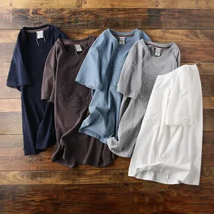 Men's 3D Embossed Print Garment Plus Size 100% Cotton Men's Crew Neck T-Shirt