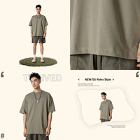 T-shirt Homme 260G en Coton à Fibres Longues, Col Rond, Manches Courtes, Coupe Ample, Basique, Couleur Unie, Décontracté, Été, Vente en Gros