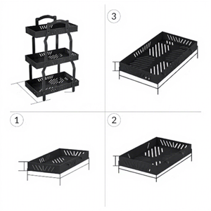 Estante Metálico de Tres Niveles para Almacenamiento de Frutas, Organizador de Cocina Apilable, Diseño Minimalista para Almacenamiento de Alimentos - Product Image 2
