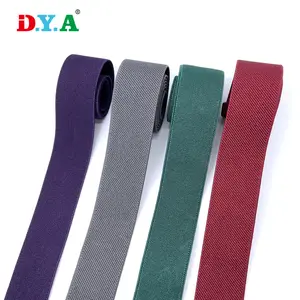 Manufacturer customized 2mm thick polyester rubber elastic webbing strap colored striped twill elastic band for sewing