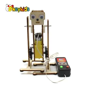 Creative DIY Wooden Remote Control Electric Robot Model Science Invention Toys For Children W04G008