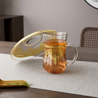 Service à thé de luxe turc peint, tasses à café en verre, soucoupes personnalisables, écologiques, incassables, compatibles lave-vaisselle