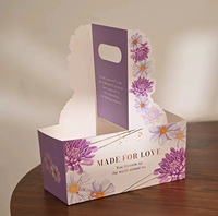 Sac à main fleuri en gros, boîte de transport pour thé au lait et café, sac cadeau Saint-Valentin, sac cadeau carré, sac d'emballage pour bouquet