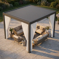 Pergola bioclimatique d'extérieur en aluminium thermolaqué avec toit à lames orientables, auvent de jardin étanche pour terrasse