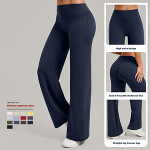 XW-91229 <span class=keywords><strong>vita</strong></span> alta elasticizzata sport all'aria aperta larghi <span class=keywords><strong>comodi</strong></span> da allenamento Casual da corsa <span class=keywords><strong>pantaloni</strong></span> sportivi svasati classici da <span class=keywords><strong>donna</strong></span> - Product Image 4