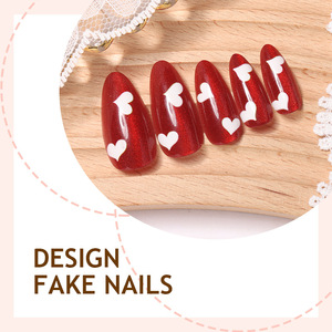 <span class=keywords><strong>Faux</strong></span> ongles à presser pour la <span class=keywords><strong>Saint</strong></span>-<span class=keywords><strong>Valentin</strong></span>, forme amande œil de chat, couvrance totale, motif floral, haute qualité - Product Image 3