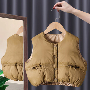 Children's Winter Down Cotton Vest Solid Color Thickening For Boys And Girls Short Style - Product Image 1
