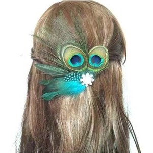 Pince à cheveux fleurie avec plumes <span class=keywords><strong>pour</strong></span> <span class=keywords><strong>femme</strong></span>, accessoire de coiffure <span class=keywords><strong>pour</strong></span> mariée, mariage, cocktail, thé, derby, chapeau de costume - Product Image 2
