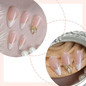 24 <span class=keywords><strong>Uñas</strong></span> <span class=keywords><strong>Postizas</strong></span> de Estilo Francés Largo con Diamantes Cuadrados Brillantes, ABS, con <span class=keywords><strong>Pegamento</strong></span> <span class=keywords><strong>para</strong></span> Aplicación en Dedos - Product Image 3