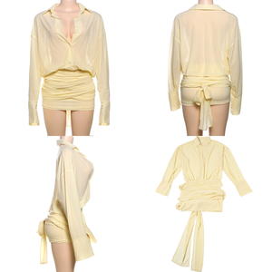 K24D6 Abito Mini da Festa Unico con Design <span class=keywords><strong>Chic</strong></span>, Moda Boutique, Maniche Lunghe e Collo Rovesciato per Donna - Product Image 5