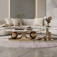 Table basse moderne de luxe pour la maison, table de salon avec plateau en pierre frittée, table basse minimaliste moderne dorée