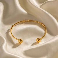 Bracelet ouvert réglable en acier inoxydable minimaliste avec perles géométriques chrétiennes plaqué or 18 carats Fanyue pour femmes