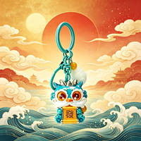 Porte-clés Lion Dansant, Bête Spirituelle Gardienne, en Résine Solide, Charme Bête Porte-Bonheur Chinoise Mignonne, Pendentif de Sac Auspicieux de Collection, Cadeaux