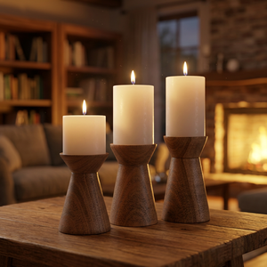 Support de bougie chauffe-plat AWE fait main, style élégant, avec pilier rond en métal et verre brun poli, pour décoration de table à la maison - Product Image 4