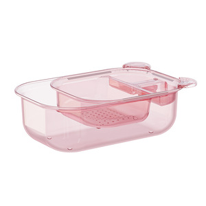 Household Food Storage <b>Box</b> Double Layer Divided Rectangle For Fruits Vegetables Nuts <b>Party</b> Use Transparent Pink Blue - Product Image 5