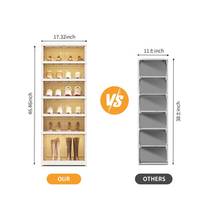 Organisateur de chaussures en plastique personnalisable à 9 niveaux, armoire à chaussures en plastique facile à installer, organisateur de chaussures pliable en une seule pièce - Product Image 2
