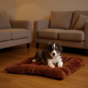 Set di 3 Tappetini per Cani in Velluto di Cotone Shu Rosso Marrone YM5786C Letti di Lusso per Animali Domestici - Product Image 3