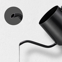 Bouilloire à bec de cygne en acier inoxydable avec revêtement PTFE, logo personnalisé, 250/350/600 ml, poignée métallique, écologique, pour la préparation de l'espresso