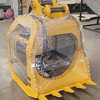 Godet de criblage pour excavatrice 20 tonnes, tamis rotatif à tambour avec maille de 20x20mm, rotation 18-25 tr/min pour le criblage du sol et la séparation des pierres