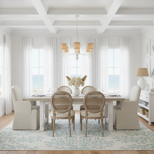 Lustre vintage style campagne française, métal blanc, abat-jour en lin naturel, LED 6 lumières, style rustique, corde, Donnybrook - Product Image 3