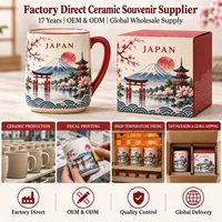 Mug en céramique souvenir du Japon avec motif du mont Fuji et des fleurs de cerisier, tasse à boisson en céramique représentant des monuments japonais, vente en gros