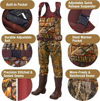 Cuissardes de poitrine pour hommes 5mm néoprène imperméable Camo Bootfoot pour la chasse au canard et la pêche 6.5 Lbs