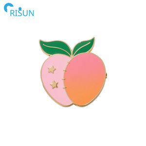 Pin de broche de esmalte de melocotón bonito de fruta personalizada gradiente personalizado Eat Me Pin de culo de melocotón jugosos melocotones suave esmalte duro Pin de solapa insignia - Product Image 5